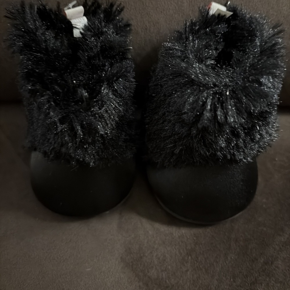 Build A‎ Bear Black Furry Boots Shoes Accessory